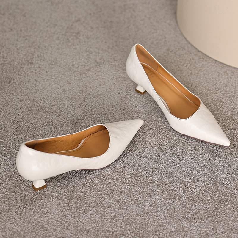 Krazing Pot Sheepskin Fashion Summer Spring Autumn Summer Slip On Party Women Pointed Toe Med Heels Pumps
