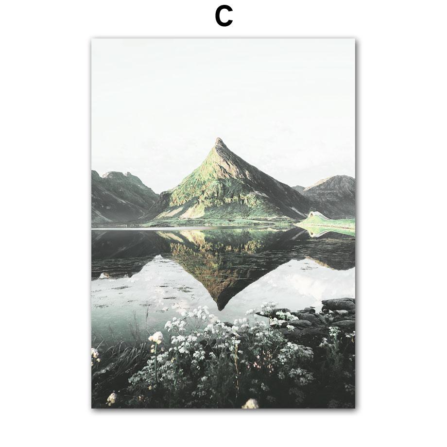 Sommer Grün See Wald Hügel Blume Abstrakte Nordic Poster Und Drucke Wand Kunst Leinwand Malerei Dekor Bilder Wohnzimmer