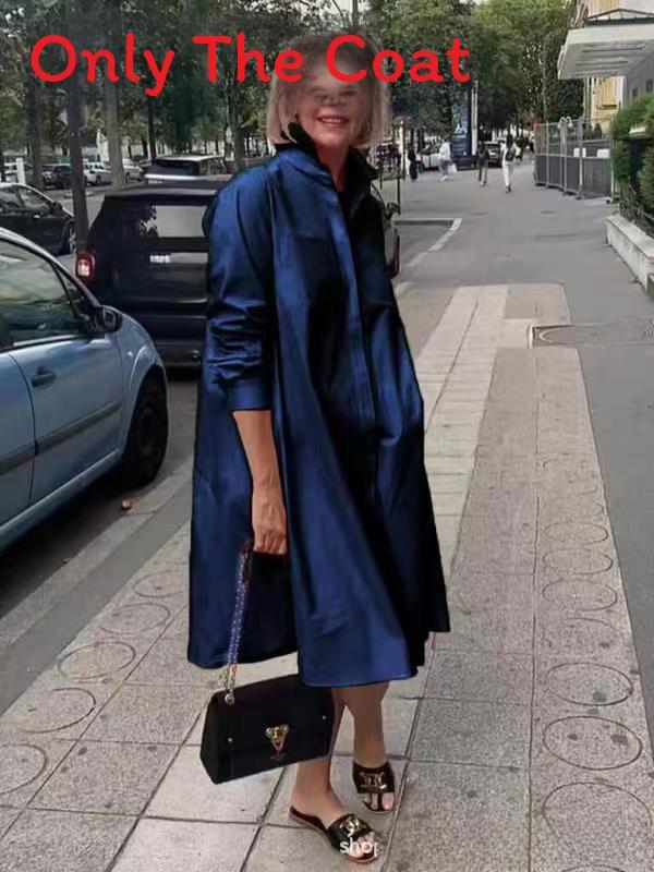 Comoda Camicia Lunga Casual in Lino con Maniche Lunghe da Donna per la Primavera