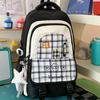 Schoolbag Korean version of Mori primary school schoolbag female high-value plaid contrasting colors college style high-quality backpack for middle 