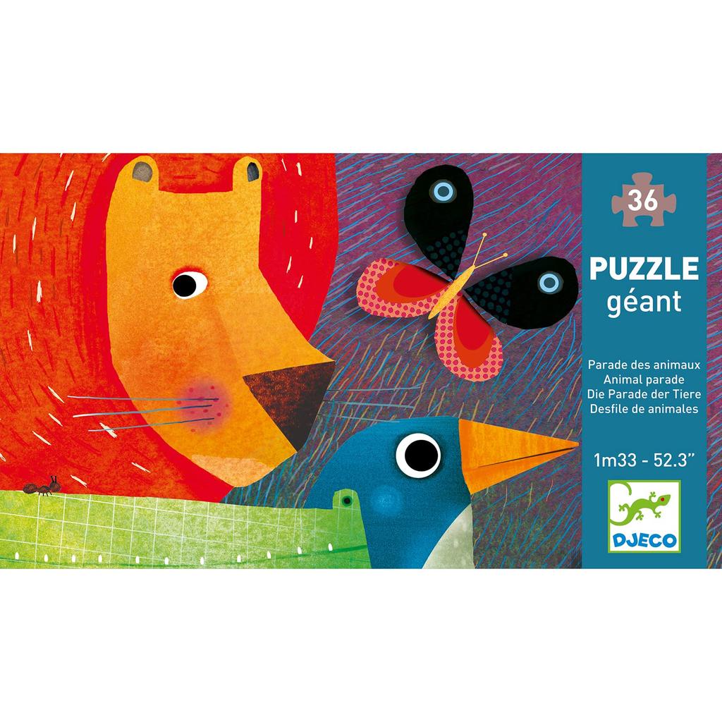 DJECO Giant Puzzle Animal Jigsaw Large Animal Educational Montessori Toy for Ages and Perfect for Boys and and Gifts for Sports and Long Autumn