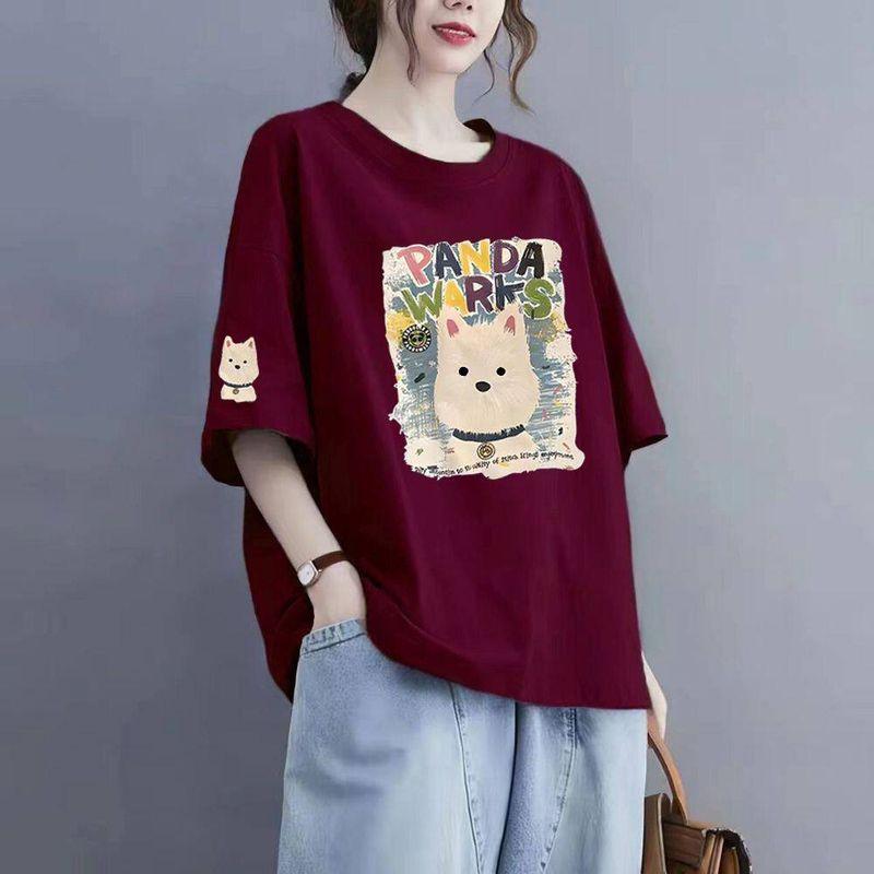 2026 Korean Version Ins Trend 150kg Summer New Plus-Size Short-Sleeve Women's Pure Cotton Loose T-Shirt Slimming Top