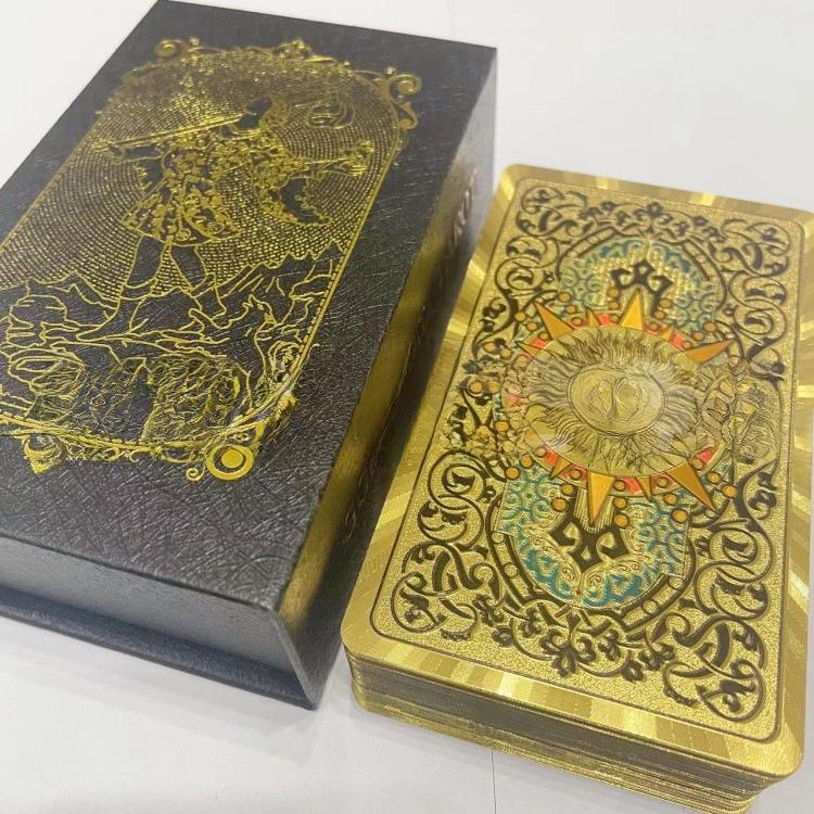 Gold Foil Waterproof Tarot Card Set with Full-Color Printing and Game Instructions