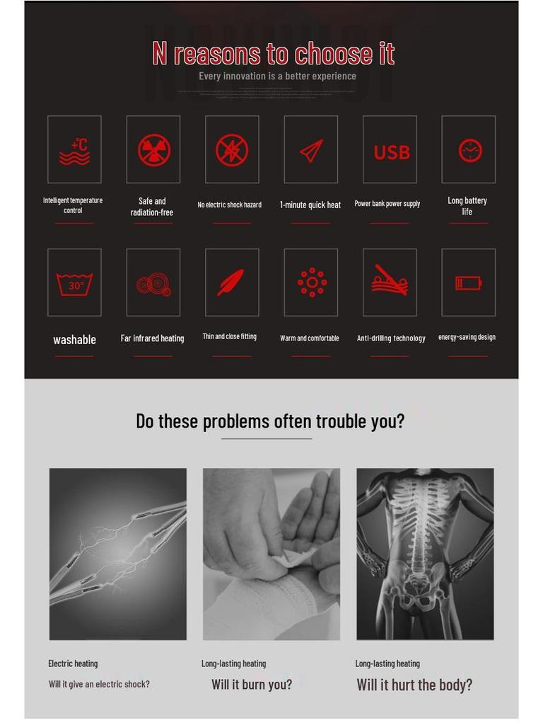 Unisex Intelligent Heated Vest: Cold-Proof, Solid Color, Stand-Up Collar Design