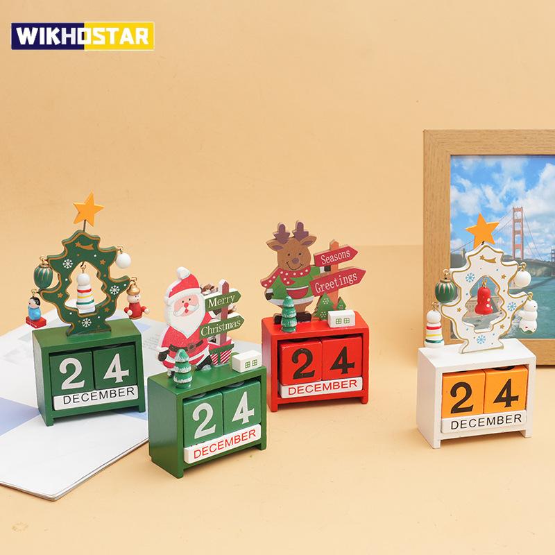 Vánoční dřevěná kalendářová ozdoba Odpočítávání Santa Claus Sněhulák DIY pro stolní ozdoby Vánoční dekorace 2024