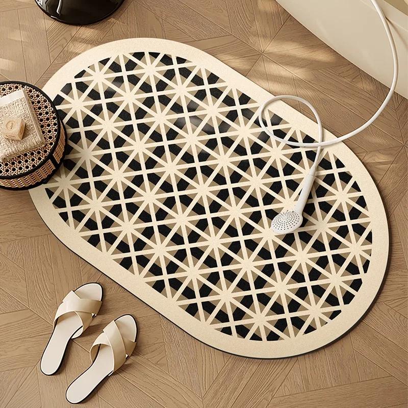 

Коврик для ванной Абсорбирующий напольный коврик Диатомовая грязь Зона для душа Нескользящие коврики для ног Бежевый Ковер для туалета для украшения дома 1pc 50x80cm