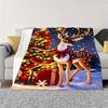 "Christmas Deer Blanket, Festive Winter Design with Snowflakes and Gifts for Cozy Nights, Perfect Holiday Gift Idea"