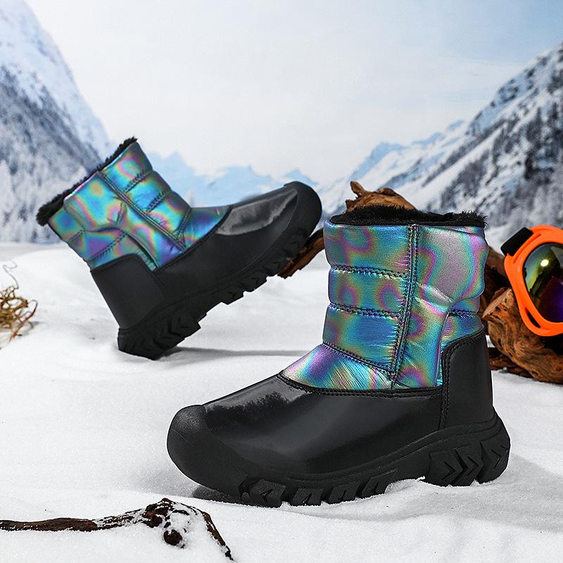 Kids' Winter High-Top Waterproof Snow Boots with Thick Velvet for Warmth