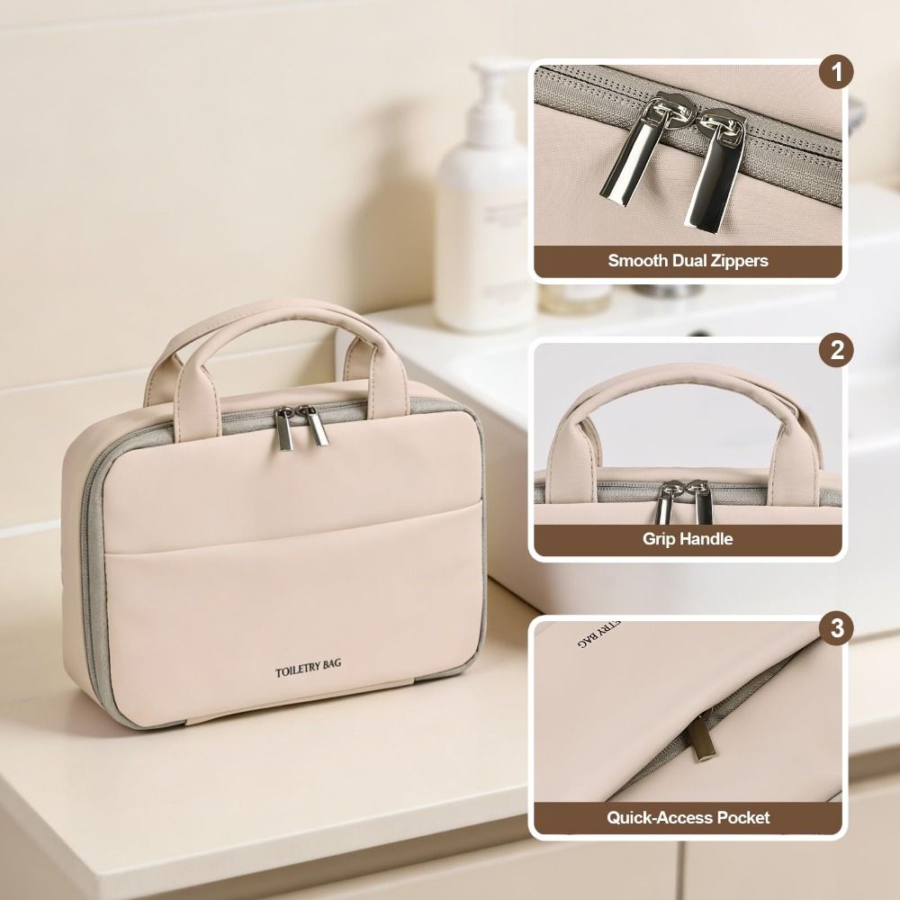 Portable Foldable Makeup Bag Waterproof PU Travel Toiletry Bag Handheld Dry and Wet Separation Women Wash Bag Cosmetic Pouch