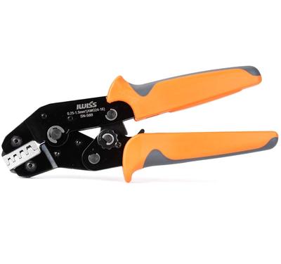 IWISS Precision Simultaneous Crimping Pliers, Ratchet Type, for Open Barrel Terminals, EDM Cut, Compatible with 0.25-1.5mm² Small and Medium Terminals