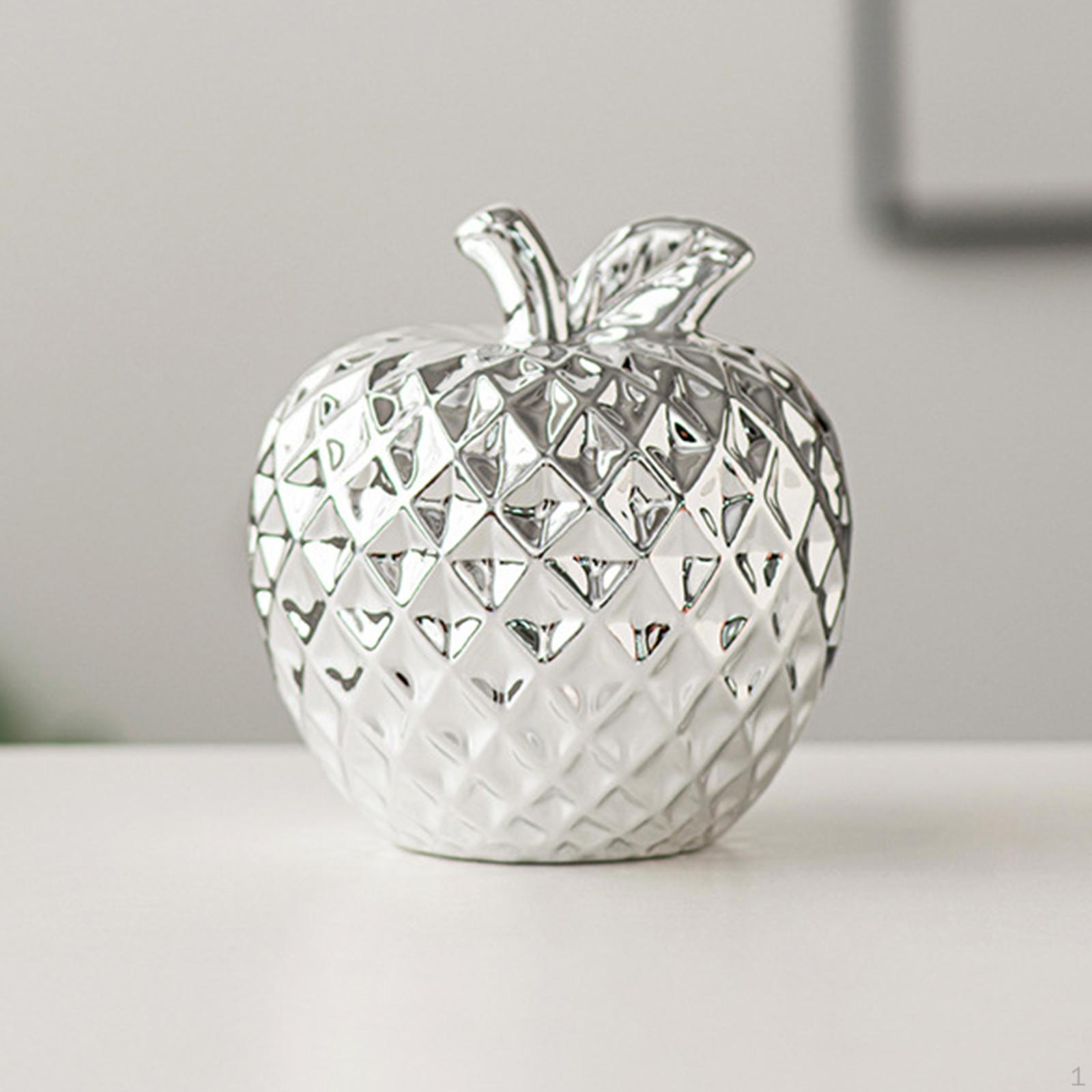 

Керамическая статуя яблока, декоративная фигурка, коллекционная фруктовая скульптура, настольное украшение для жизни серебряный