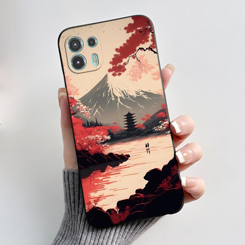 For Motorola Edge 20 Lite Case XT2139-1 Pretty Girl Cute Heart Rabbit Black TPU Silicone Back Cover For Moto Edge 20 Fusion Case