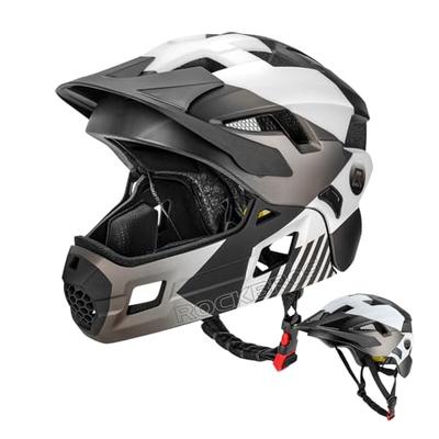 ROCKBROS Kids' Bicycle Helmet, Full Face, Lightweight, CPSC/CE Certified, 2-Way Switchable, Breathable, Adjustable Sizes (S/M), with Brim, for Mountai