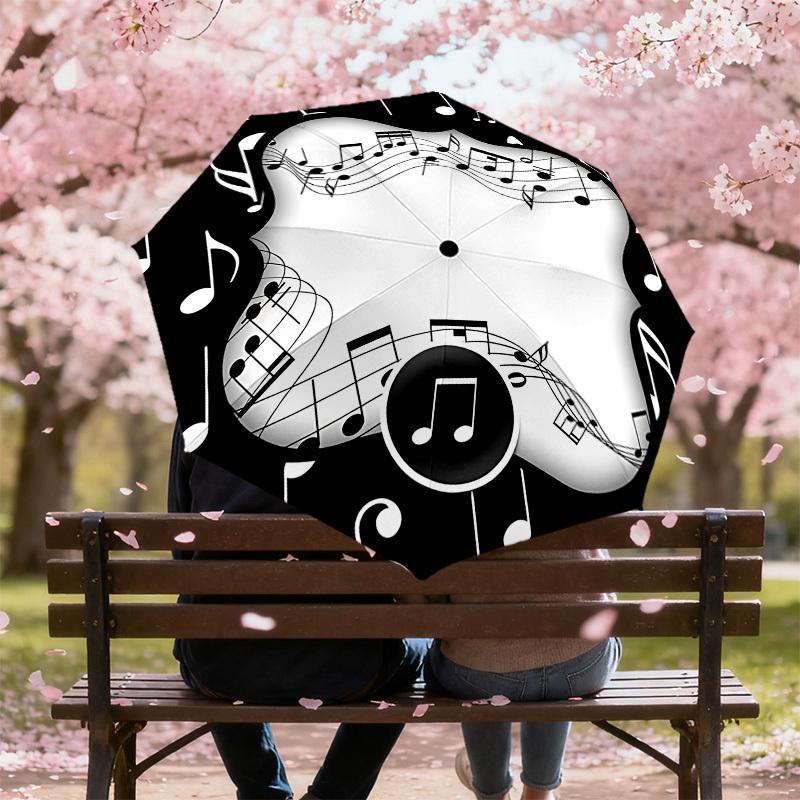 1PC Music Notes Umbrella-8-Rib Reinforced, Automatic Open, Lightweight & Durable, Cute Fashion Accessory for Outdoor-W172