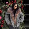 Winter explosion fox fur jacket big fur collar short thermal goose down jacket women