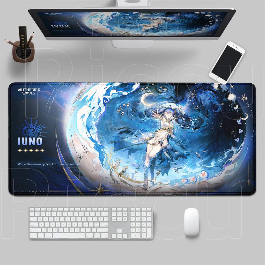 New HD Role Kawaii Luno Wuthering Waves Mouse Pad Gamer Mousepad Accessories Keyboard Mat Gaming Laptop Anime Blue Girl Desk Mat