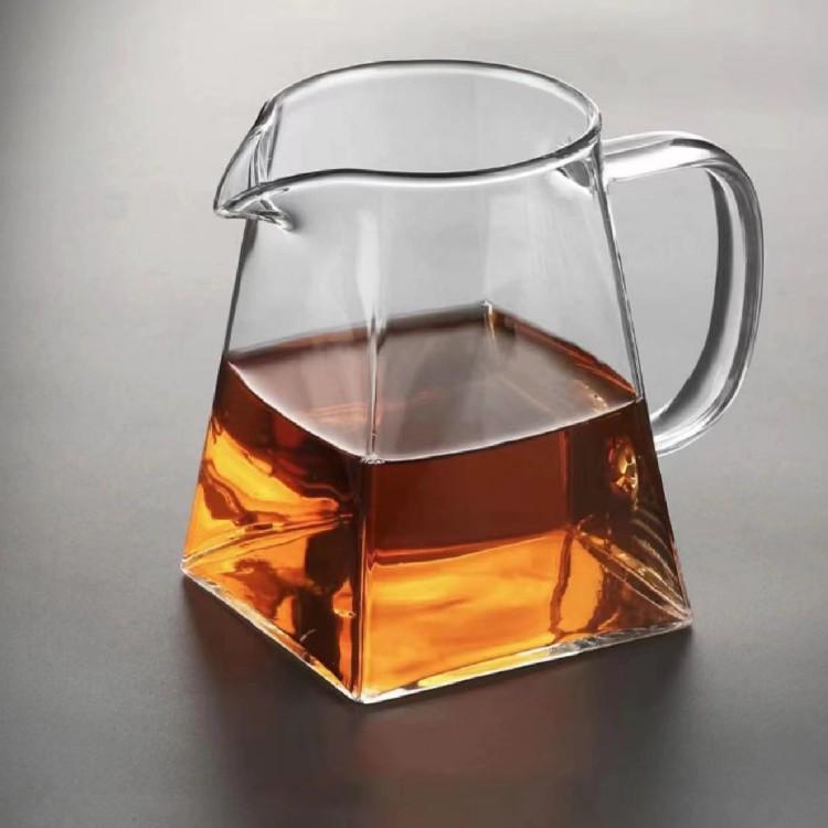 Square Glass Teapot Set with Stainless Steel Filter - Kung Fu Style Tea Dispenser and Fairness Cup for Household Use.