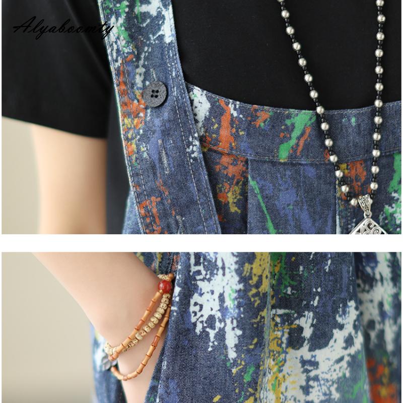 אוברול ג'ינס לנשים בסגנון קוריאני בסגנון כחול אופנתי מזדמן חליפות משחק משוחררות וינטג' רחב חורים קרועים רחב רגל קצר רומפרס