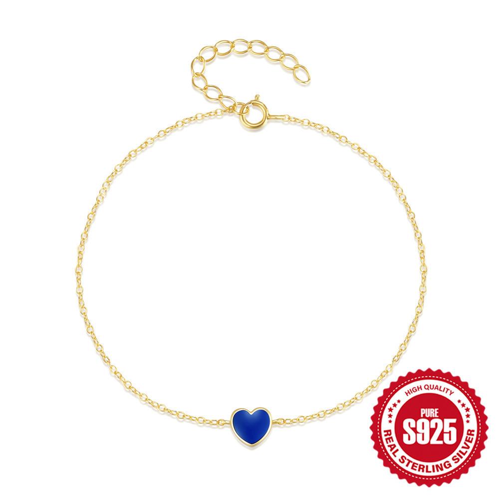 

S925 Silver Ins Холодный ветер Простой персиковый браслет любви, Любовь капает масло Общественный браслет любви браслет 925 Silver