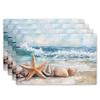 4pcs Set of Fresh Ocean Wave and Seashell Placemats, Bringing a Refreshing Feel, Suitable for Holiday Evening Dining and Home Kitchen Table Decoration