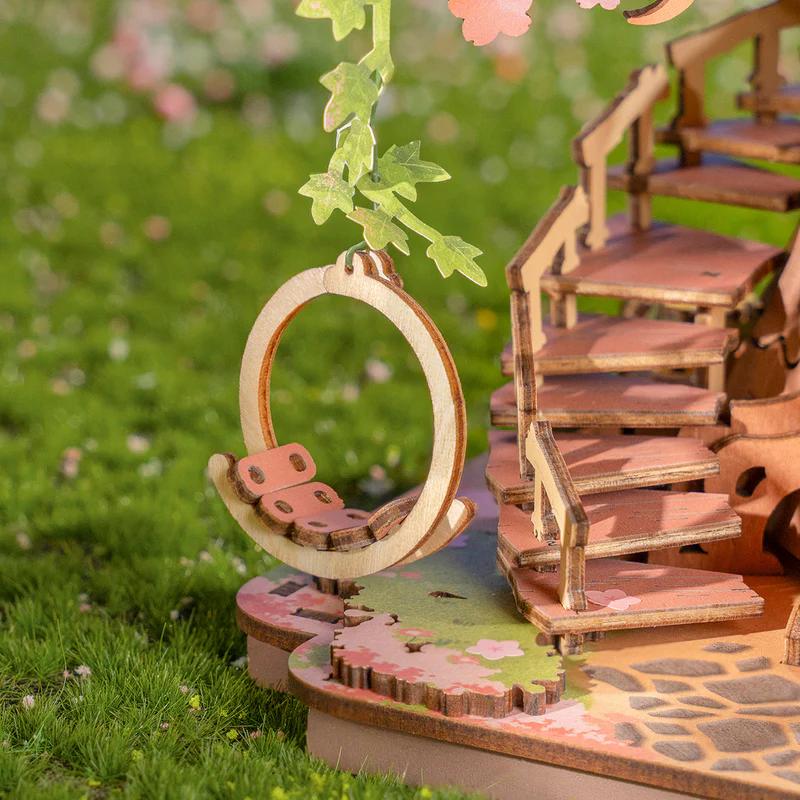 Robotime Rolife Sakura Tree House 3D Puzzles DIY Model Building Toy Wooden Craft Kits Hobby for Kids Brain Teaser Gift