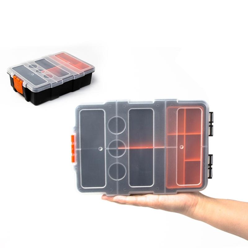 Transparent Plastic Tool Organizer Boxes Adjustable Compartments Secure Latches Ergonomic Handle for Hardware Accessories