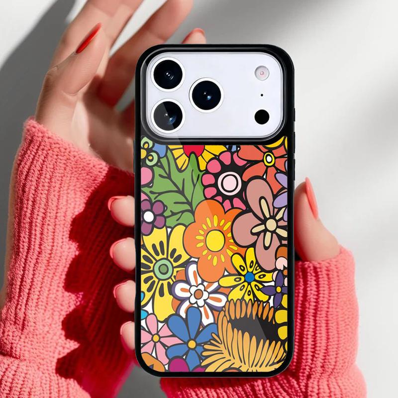 70s hippie Psychedelic floral flowers Phone Case for iPhone 17 16 15 14 13 Pro Max Back Cover for 12 11 Pro Coque