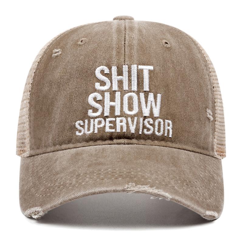 Unisex SHIT SHOW SUPERVISOR Embroidered Vintage Washed Denim Baseball Caps four seasons Outdoor Breathable Mesh Casual Sun Hat