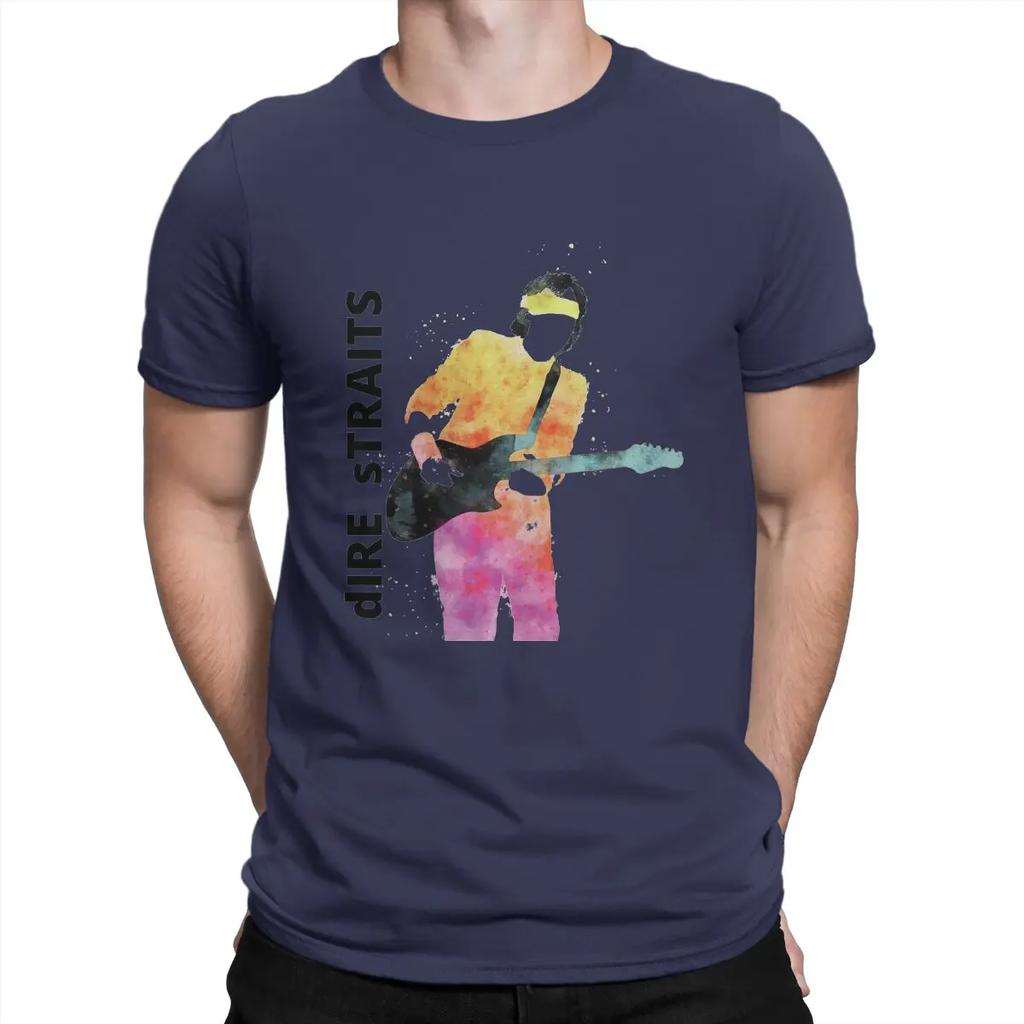 Music T Shirt Men's  Cotton Vintage T-Shirt O Neck Dire Straits Band Tees Short Sleeve Tops Graphic