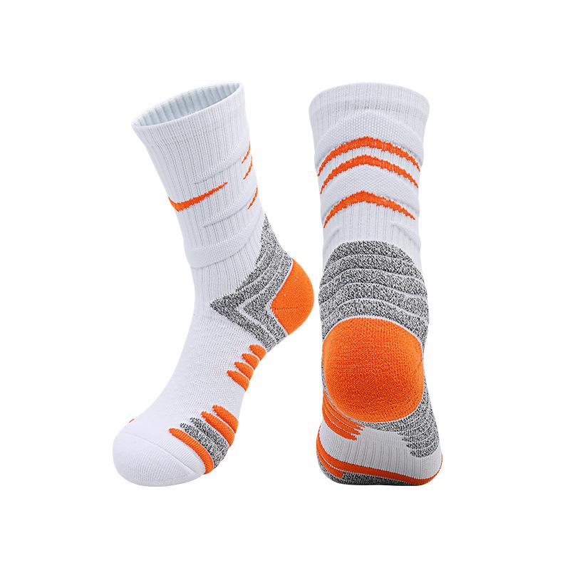 Summer Elite Men's Anti-slip Mid-calf Sports Socks: Durable, Thick, Towel Bottom, Perfect for Basketball & Cycling.
