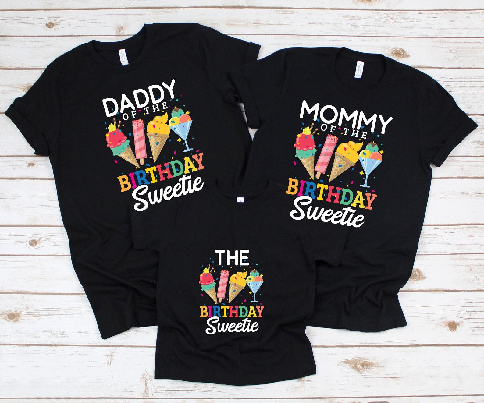 Ice Cream Birthday Girl | Cute Matching Family Mommy Daddy Shirts | T-Shirt | T-Shirt T-shirt | Baby One Piece S