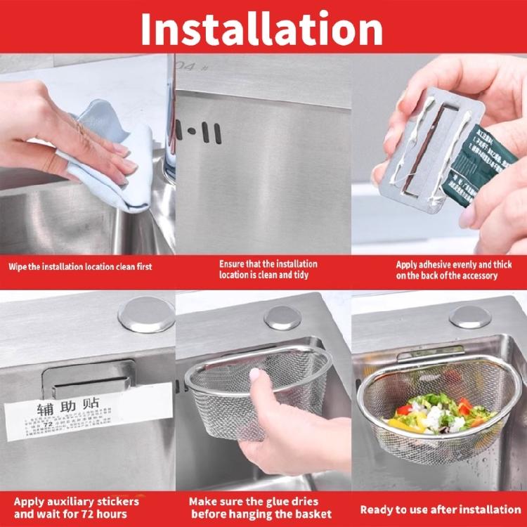 Metal Kitchen Drain Strainer Flexible Basket Sink Accessory Drain Strainer Food Scrap Catcher Stainless Steel Texture