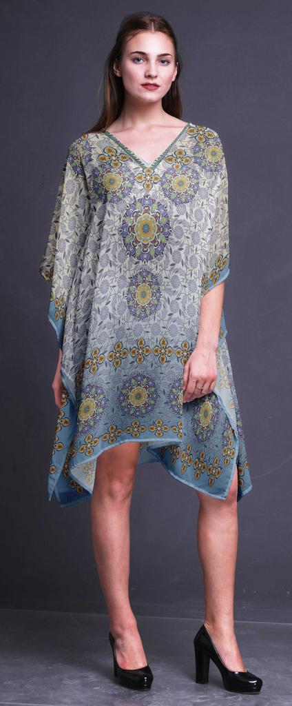 Phagun Ladies Kaftan Holiday Loungewear Midi Dress Beach Coverup-4X-5X
