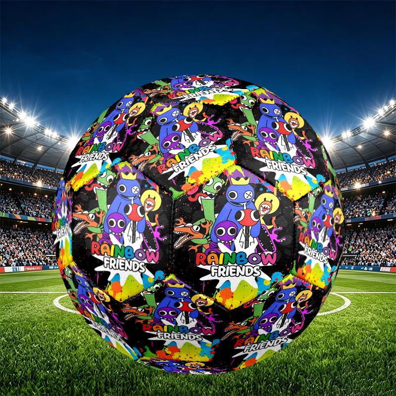 Game Rainbow Friends Print Size 5 Soccer Ball, PU Wear Resistant Football for Match Training and Daily Practice, Birthday Gift for Soccer Fans