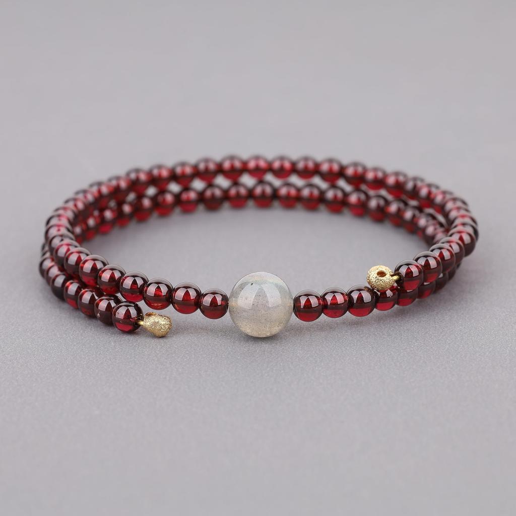 January Good Luck Power Stone Bracelet Bangle for Women [Koai] Garnet, Birthstone, Labradorite, Success, Amulet,