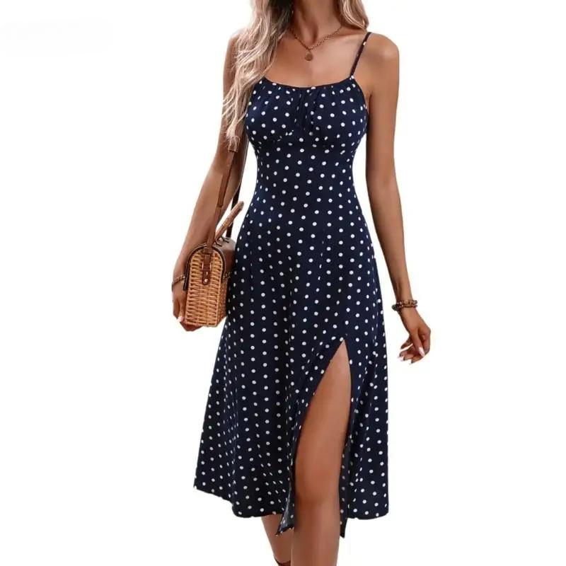 Rochie elegantă cu imprimeu și crăpătură laterală, decolteu pătrat, la modă, casual, pentru plajă, petrecere de nuntă, rochie midi pentru femei și fete