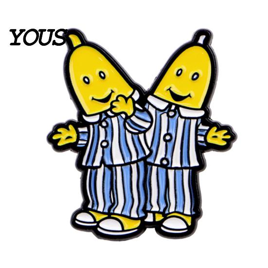 Durable Metal Brooch Zinc Alloy Pin, Cartoon Banana Man Shape Lapel Enamel Colorful Badge Paint with Anti-Slip Buckle Pins for Clothes