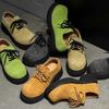 Design sense niche British style casual leather shoes 92332 long hair apple green, lemon yellow, yellow, gray -J
