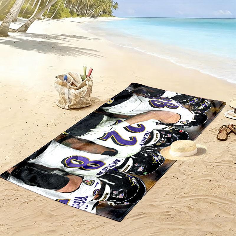Baltimore Ravens Players Print Beach Towel, Large Soft Quick Dry Towel for Beach Camping Swimming