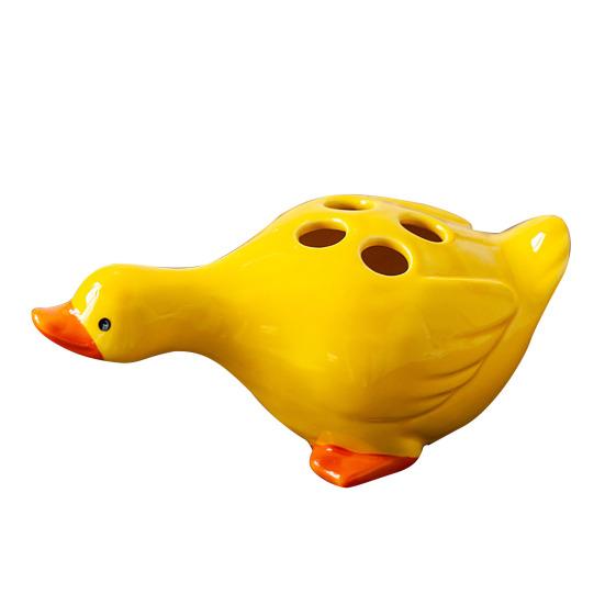 Duck Toothbrush Holder Ceramic Cute Toothbrush Organizer Decorative Cartoon Duck Toothbrush