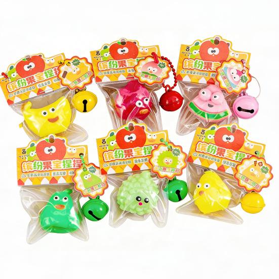 Fruit Squeeze Toy with Bell Ball Chain Stress Relief Slow Rising Fruit