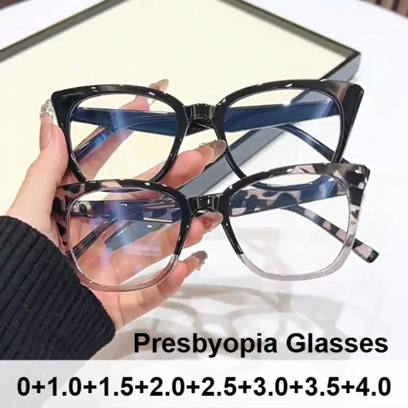 New Floral Cat-Eye Blue Light Blocking Presbyopia Glasses for Women Fashionable Butterfly Frame HD Reading Glasses