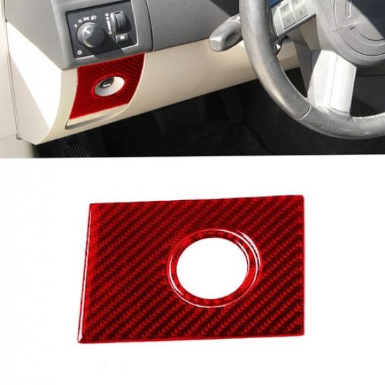 For Chrysler 300 2005-07 Red Carbon Fiber Rear Trunk Switch Button Panel Cover