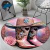 Cowgirl Boots Hat Circular Rug Office Decorative Carpet For Living Room Bedroom Door Mat Floor Carpet Computer Chair Area Rug