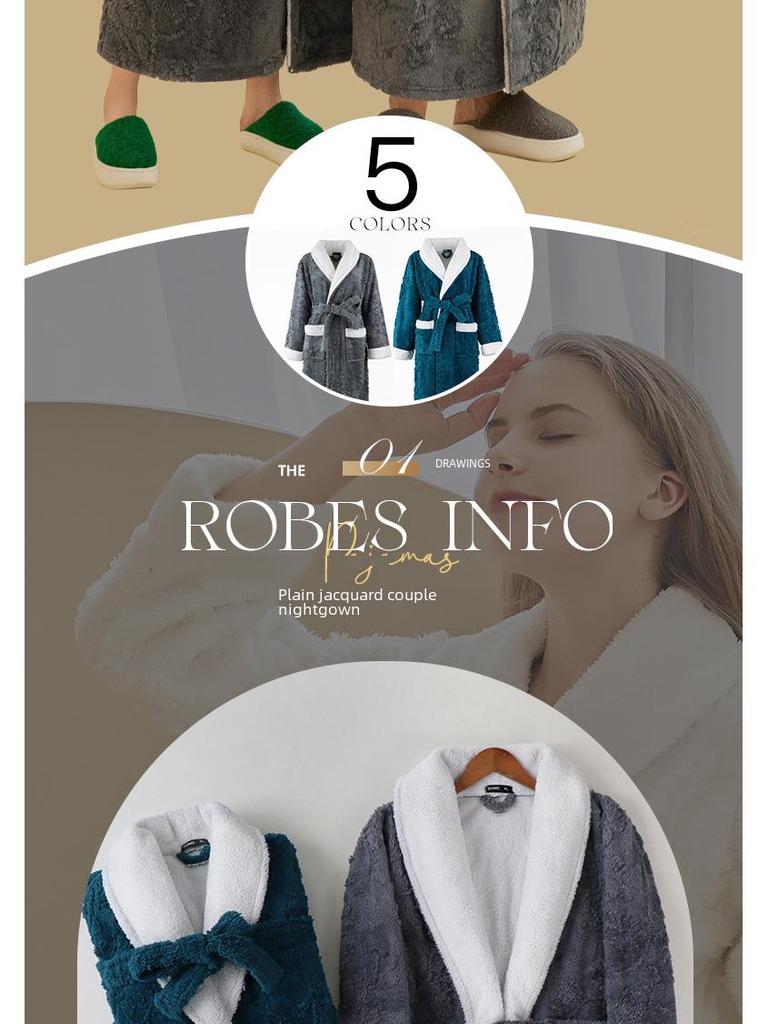 2022 Autumn/Winter Luxury Double-layer Flannel Nightgown - Men's Long Large Size & Women's Jacquard Bathrobe Set