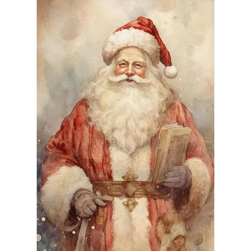 

Винтажный деревенский рождественский Санта-Клаус, сосна, олень, постер и принты, печать на холсте, настенная картина для декора гостиной 21cm×30cm NoFrame