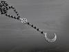 Gothic Long Pentagram Necklace, Bright Moon, Wiccan Pagan Rosary Rosary Black Beads