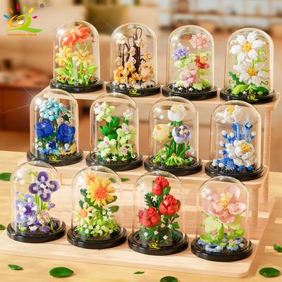 Eternal Bouquet Display Box Micro Building Blocks Flower Model DIY Home Desk Plant Decoration Brick Toy For Childre