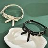 White Double Layer Leather Bow Choker for Women - Sweet and Cool Necklace 