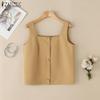 ZANZEA Women Casual Square Collar Summer Sleeveless Vest Tops